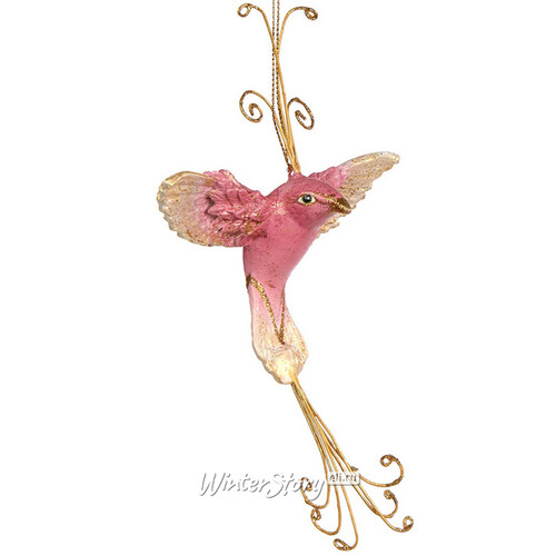 Елочная игрушка Птица Колибри де Лорен 15 см розовая, подвеска Goodwill