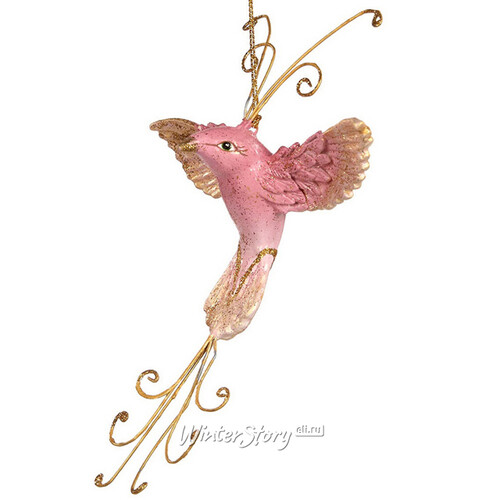 Елочная игрушка Птица Колибри де Лорен 15 см нежно-розовая, подвеска Goodwill
