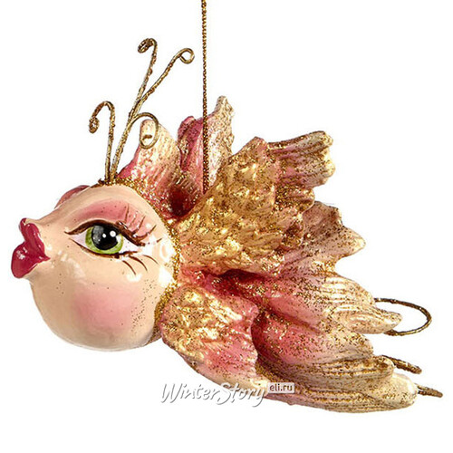 Елочная игрушка Рыбка Делла София 13 см нежно-розовая с золотым, подвеска Goodwill