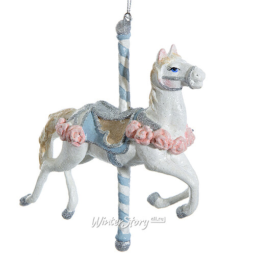 Елочная игрушка Рождественская карусель - Лошадка 15 см белая, подвеска Goodwill
