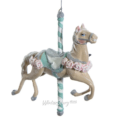 Елочная игрушка Рождественская карусель - Лошадка 15 см коричневая, подвеска Goodwill