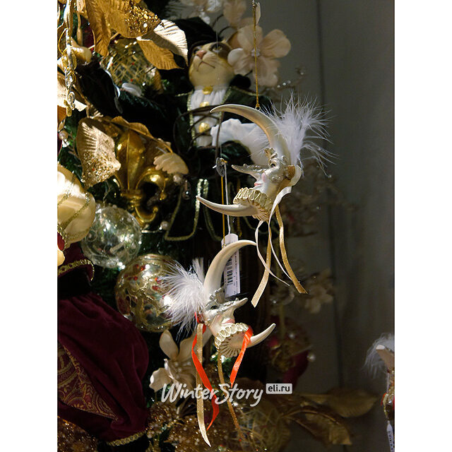 Елочное украшение Венецианский Месяц с Серебряными Лентами 11 см, подвеска Goodwill