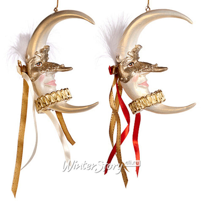 Елочное украшение Венецианский Месяц с Серебряными Лентами 11 см, подвеска Goodwill