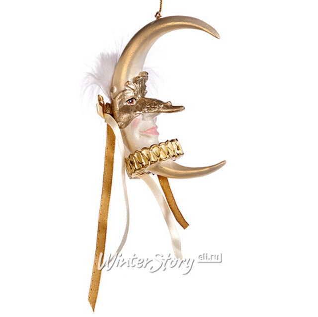 Елочное украшение Венецианский Месяц с Серебряными Лентами 11 см, подвеска Goodwill