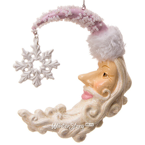 Елочное украшение Снежный Месяц 13 см розовый, подвеска Goodwill