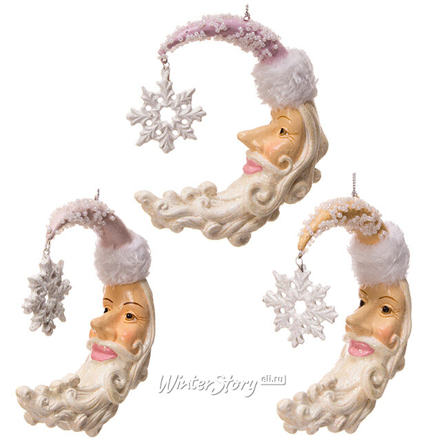 Елочное украшение Снежный Месяц 13 см розовый, подвеска Goodwill