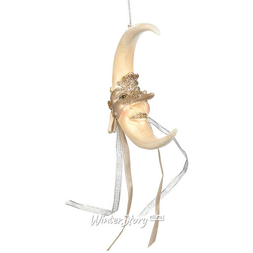 Елочное украшение "Венецианский месяц" в золотой маске, 13 см, подвеска Goodwill