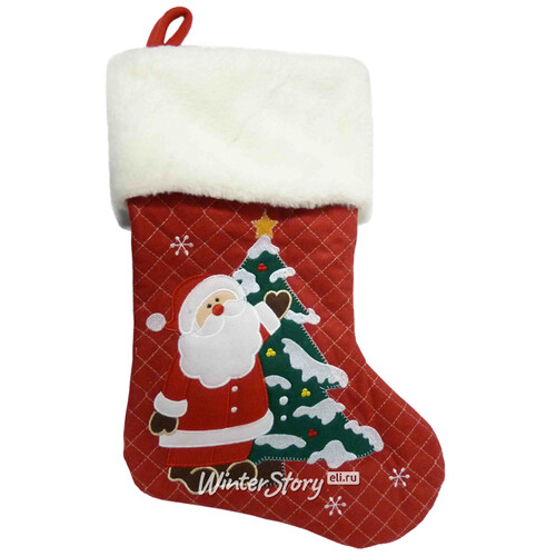 Новогодний носок Санта с елочкой 45 см Peha