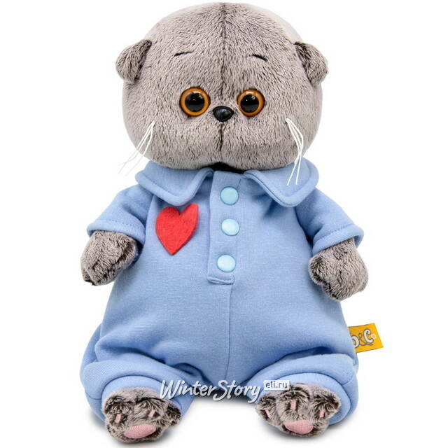Мягкая игрушка Кот Басик Baby в голубом комбинезоне 20 см Budi Basa