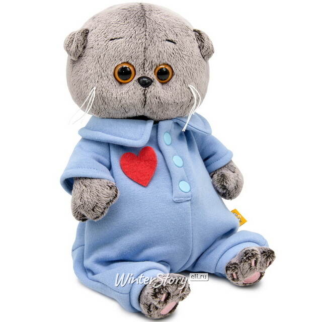 Мягкая игрушка Кот Басик Baby в голубом комбинезоне 20 см Budi Basa
