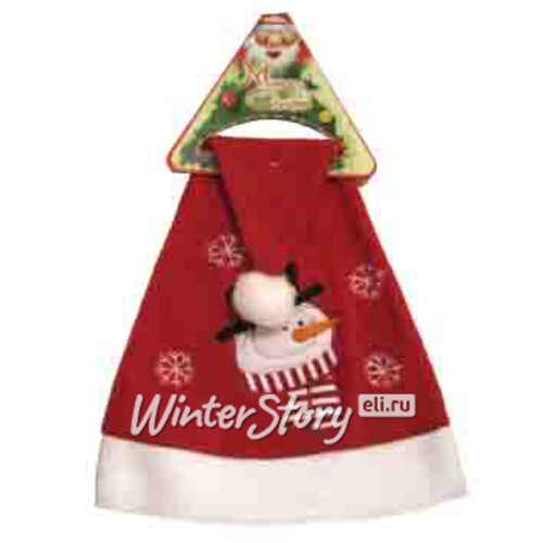 Шапка Деда Мороза с аппликацией - Снеговик 40 см Peha