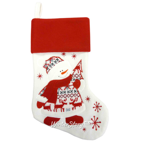 Новогодний носок Скандинавский мотив - Снеговик 45 см Peha