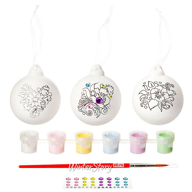 Набор для творчества Елочные Украшения со Стразами, 3 шт Bondibon