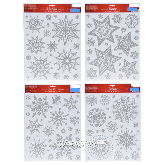 Набор новогодних наклеек Серебряное чудо 42*30 см, 4 листа Koopman