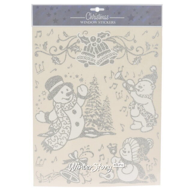 Набор новогодних наклеек Серебристые Чудеса 42*30 см, 2 шт Koopman