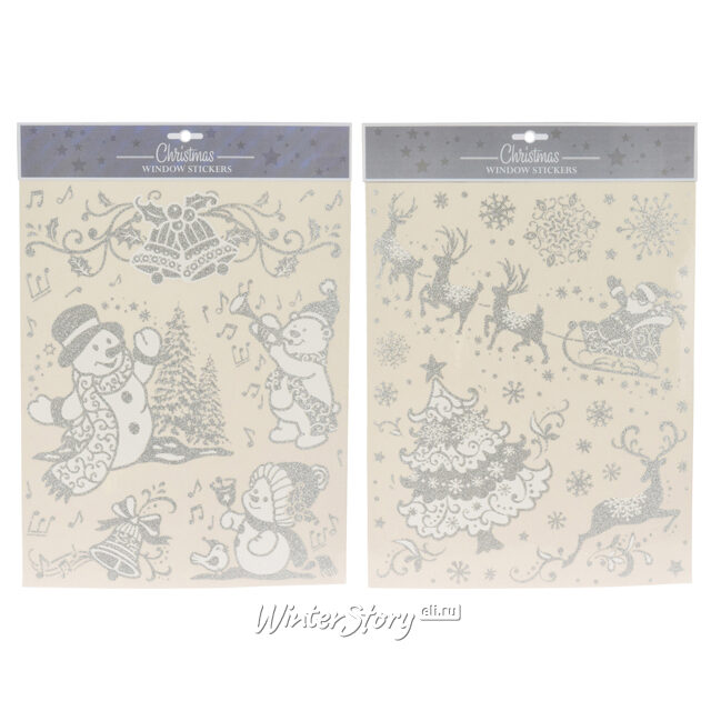 Набор новогодних наклеек Серебристые Чудеса 42*30 см, 2 шт Koopman