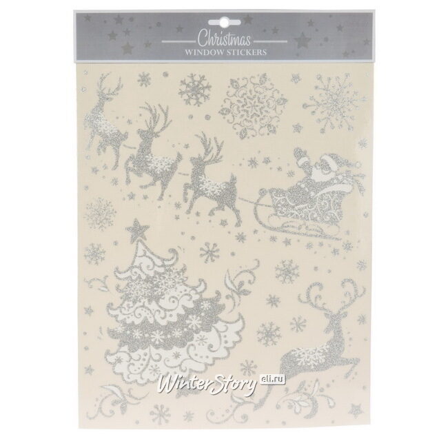 Набор новогодних наклеек Серебристые Чудеса 42*30 см, 2 шт Koopman