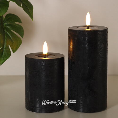 Светодиодная свеча с имитацией пламени Игрим 10 см черная, батарейка Peha