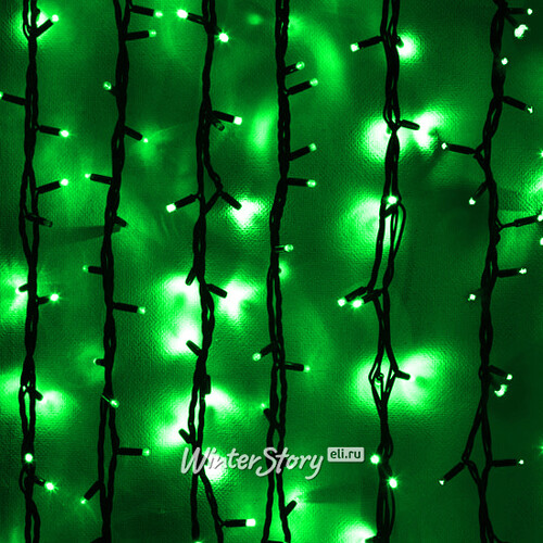 Светодиодная гирлянда Quality Light 100 зеленых LED ламп 10 м, с мерцанием, черный ПВХ, соединяемая, IP44 BEAUTY LED