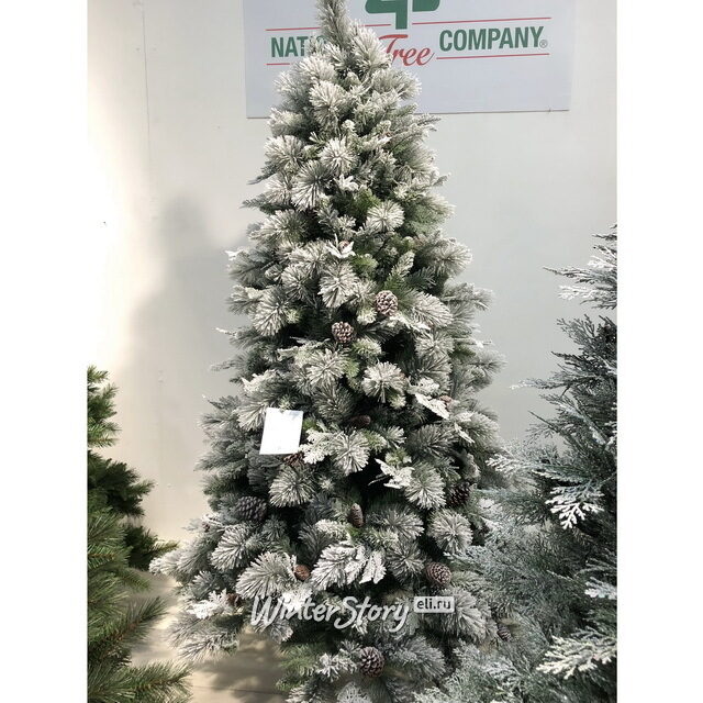 Искусственная сосна Bedford заснеженная 228 см с шишками, ЛЕСКА + ПВХ National Tree Company