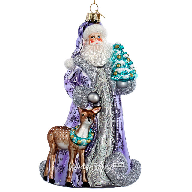 Стеклянная елочная игрушка Дед Мороз - Прогулка по лесу Стельвио 18 см Kurts Adler