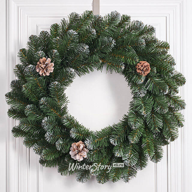 Венок Императорский Заснеженный 45 см с шишками, ПВХ Царь Елка