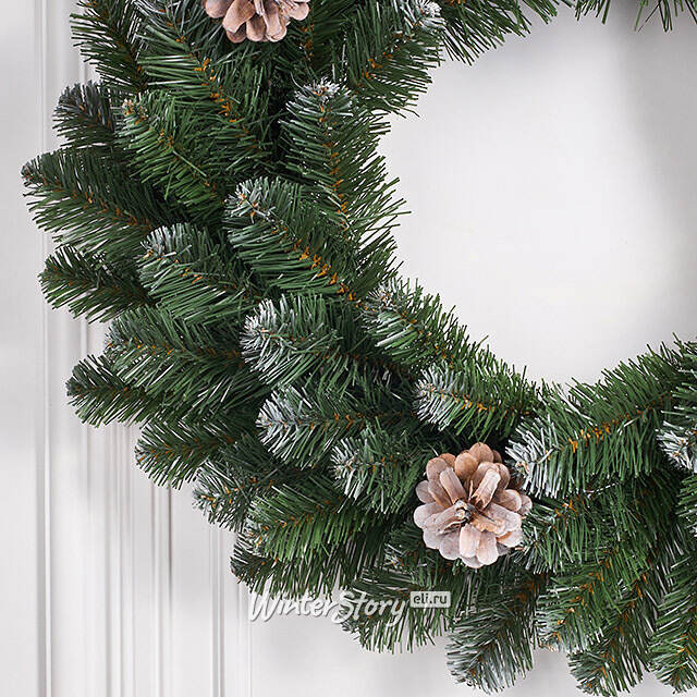 Венок Императорский Заснеженный 45 см с шишками, ПВХ Царь Елка