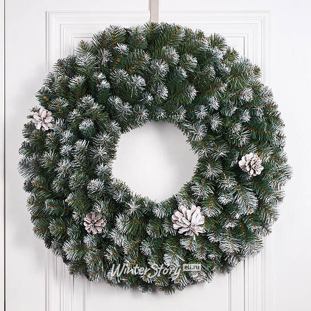 Венок Императорский Заснеженный 60 см с шишками, ПВХ Царь Елка