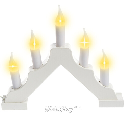 Светильник-горка Норвегия малый 21*17 см белый, 5 теплых белых LED ламп, батарейка Snowhouse