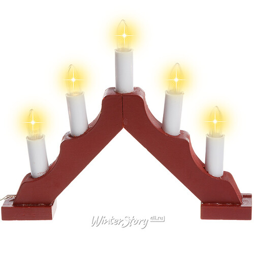 Светильник-горка Норвегия малый 21*17 см красный, 5 теплых белых LED ламп, батарейка Snowhouse