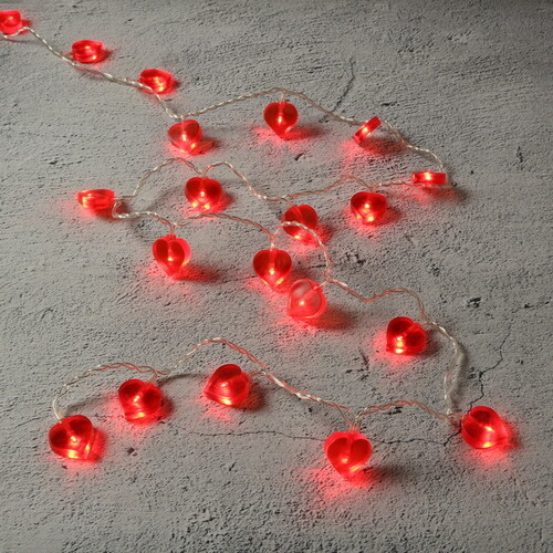 Электрогирлянда Сердечки 20 красных микроламп 2 м, прозрачный ПВХ, IP20 Snowhouse