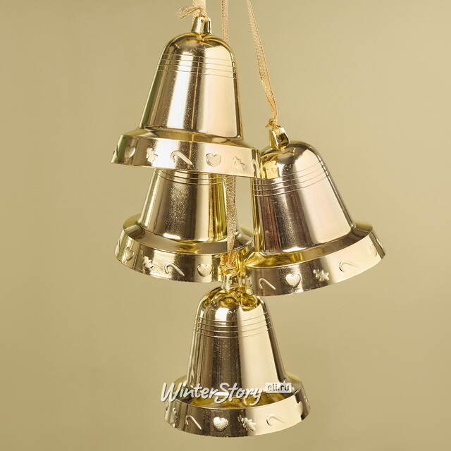 Гирлянда из колокольчиков с бантом 45 см золотая Snowhouse