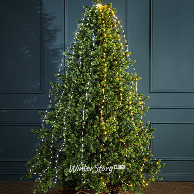 Гирлянда Лучи Росы 12*3 м, 720 теплых/холодных белых микро LED ламп, серебряная проволока, контроллер, IP44 Snowhouse