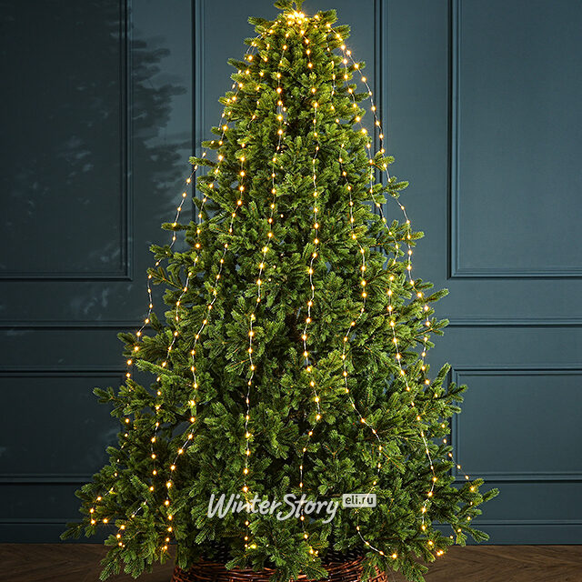 Гирлянда Лучи Росы 12*3 м, 720 теплых/холодных белых микро LED ламп, серебряная проволока, контроллер, IP44 Snowhouse