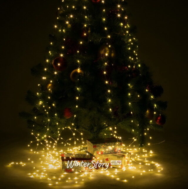 Гирлянда Лучи Росы 12*3 м, 720 теплых белых микро LED ламп, IP44 Snowhouse