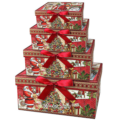 Подарочная коробка Санта и дети прямоугольная 17*12*8 см Mister Christmas