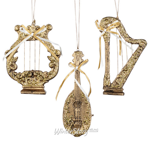 Набор елочных игрушек Музыкальные Инструменты - Венецианский Карнавал 13 см, 3 шт, подвеска Goodwill