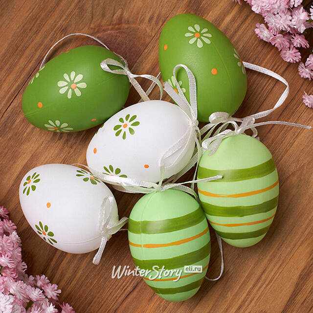 Пасхальные подвески Яйца - Green Easter 6 см, 6 шт Breitner