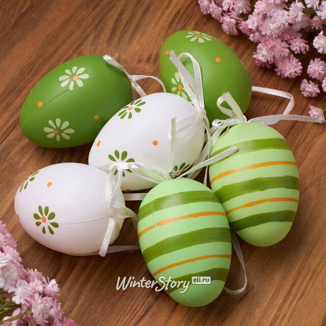 Пасхальные подвески Яйца - Green Easter 6 см, 6 шт Breitner