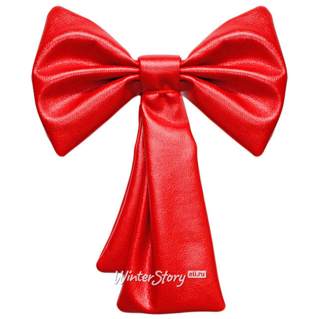 Украшение для уличной елки Бант Элегантный 32 см красный, эко-кожа МанузинЪ