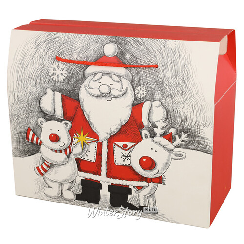 Подарочный пакет-коробка Sweet Christmas - Санта и друзья 28*23 см Due Esse Christmas