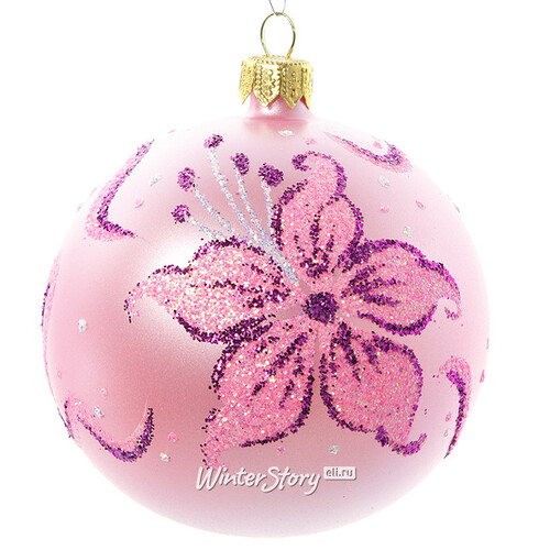 Стеклянный елочный шар Ирис 8 см розовый Фабрика Елочка