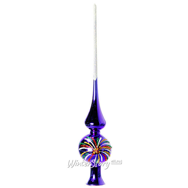 Верхушка Салют 28 см синяя, стекло Фабрика Елочка