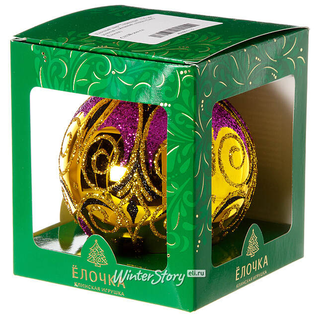 Стеклянный елочный шар Торжество 11 см золотой глянцевый Фабрика Елочка