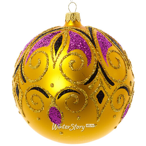 Стеклянный елочный шар Торжество 11 см золотой матовый Фабрика Елочка