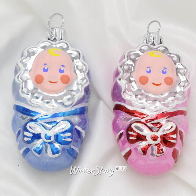 Набор елочных игрушек Малютки 7 см, 2 шт, стекло, подвеска Фабрика Елочка