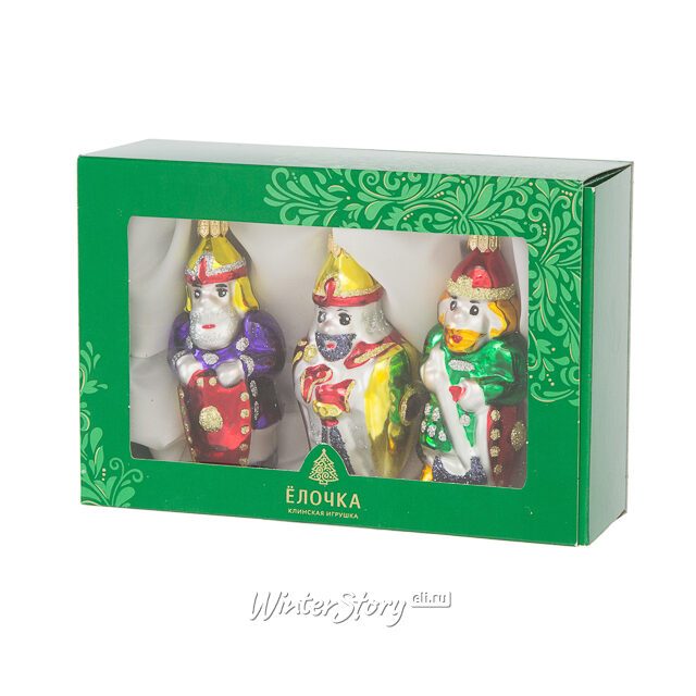 Набор стеклянных елочных игрушек Былина 11 см, 3 шт, подвеска Фабрика Елочка