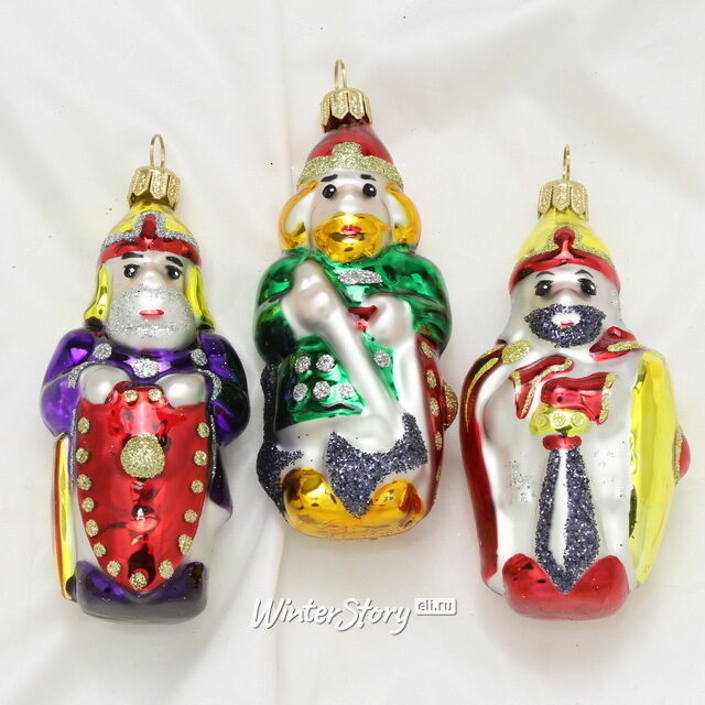 Набор стеклянных елочных игрушек Былина 11 см, 3 шт, подвеска Фабрика Елочка