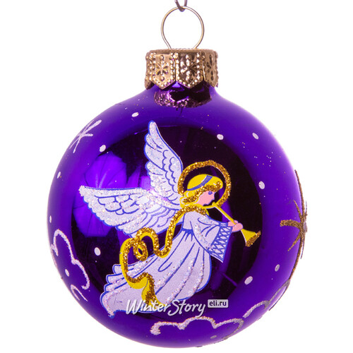 Стеклянный елочный шар Небесный 6 см фиолетовый Фабрика Елочка