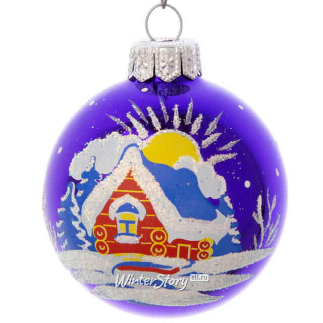Стеклянный елочный шар Солнечный 6 см фиолетовый Фабрика Елочка